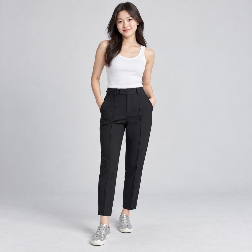 Madewell Pants WMNS 2P Black Fairbanks Pintuck Tapered Ankle Business Casual